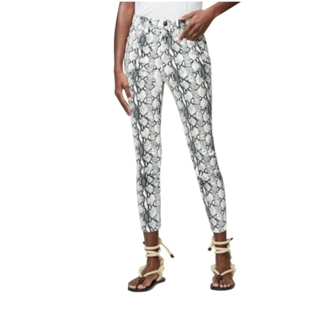 Frame All High Rise Cigarette Python Print Jeans